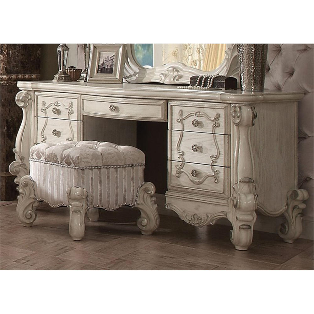 Acme Furniture Versailles Vanity Desk - Bone and White