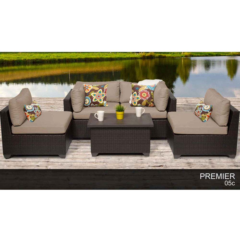 TK Classics Premier 5pc. Wicker Patio Furniture Set - Tan