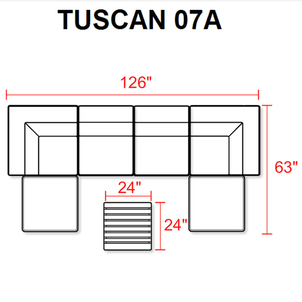 TK Classics Tuscan 7pc. Outdoor Patio Furniture Set - Tan