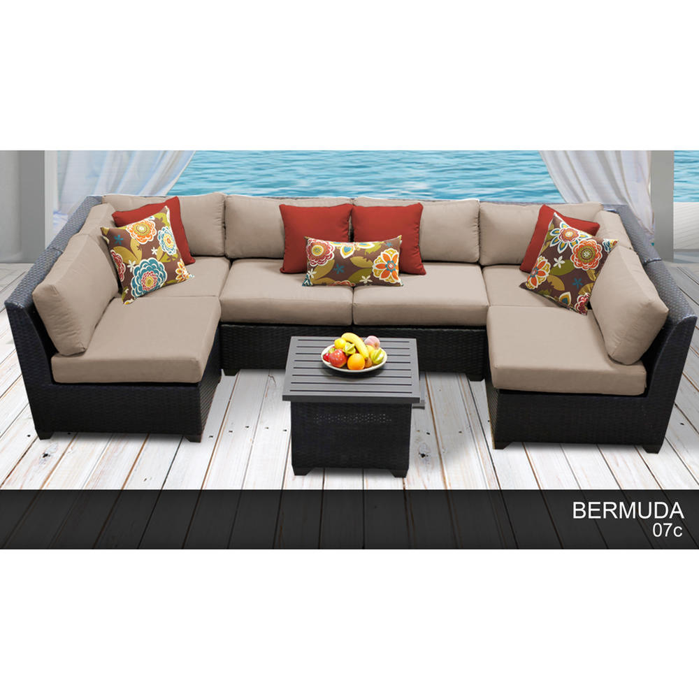 TK Classics Bermuda 7pc. Outdoor Patio Furniture Set - Tan