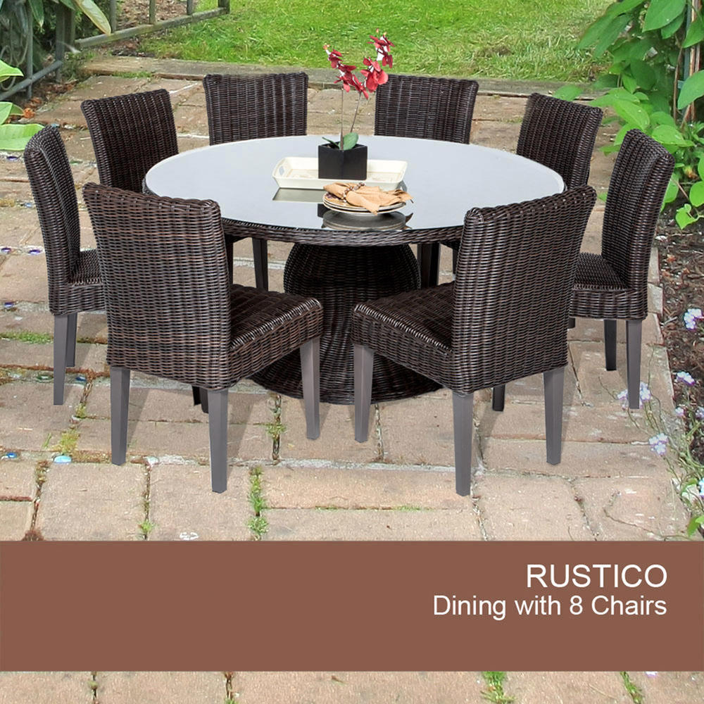 TK Classics Rustico 9pc. 60" Outdoor Patio Dining Set