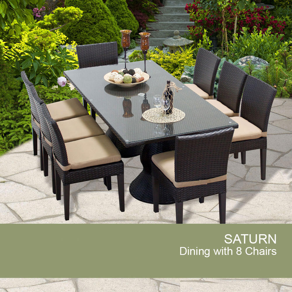TK Classics Saturn 8pc. Patio Dining Table Set - Espresso