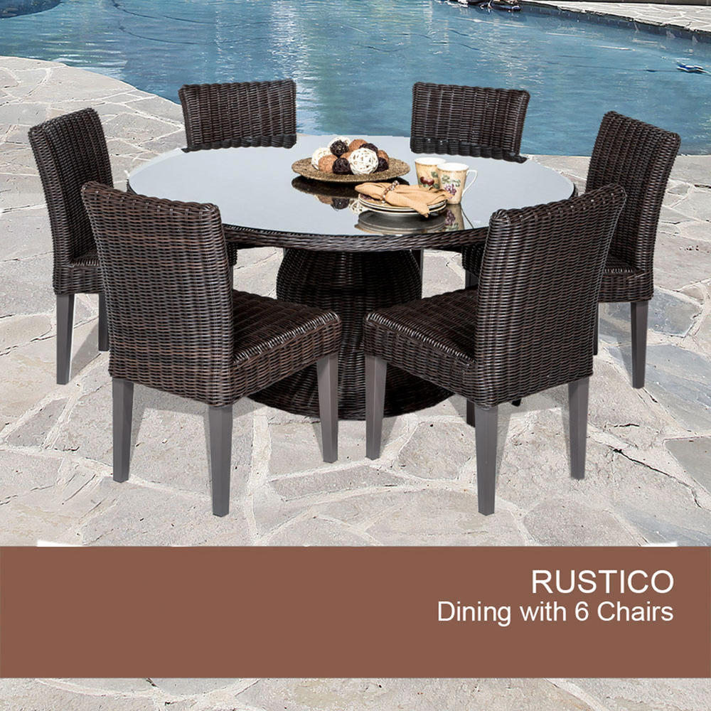 TK Classics Rustico 7pc. Outdoor Patio Dining Table Set
