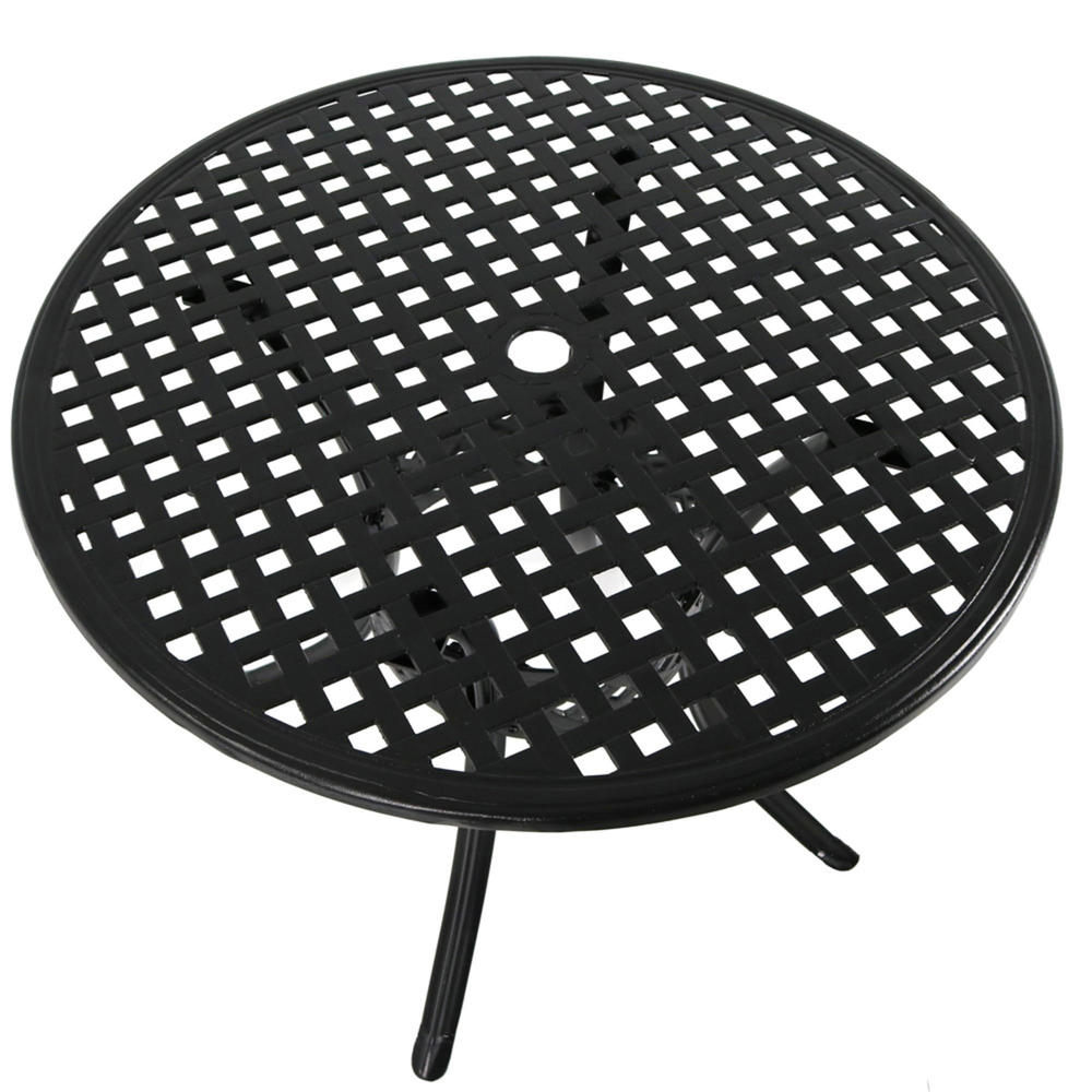 Sunnydaze Decor 33" Round Cast Aluminum Dining Table - Black
