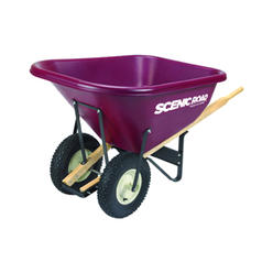 Scenic Road Manufacturing Scenic Road M10-2K Poly Wheelbarrow, 4-Ply Knobby Tires, Maroon, 10-Cu.-Ft. - Quantity 1