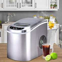 Costway Silver Portable Compact Electric Ice Maker Machine Mini Cube 26lb/Day New