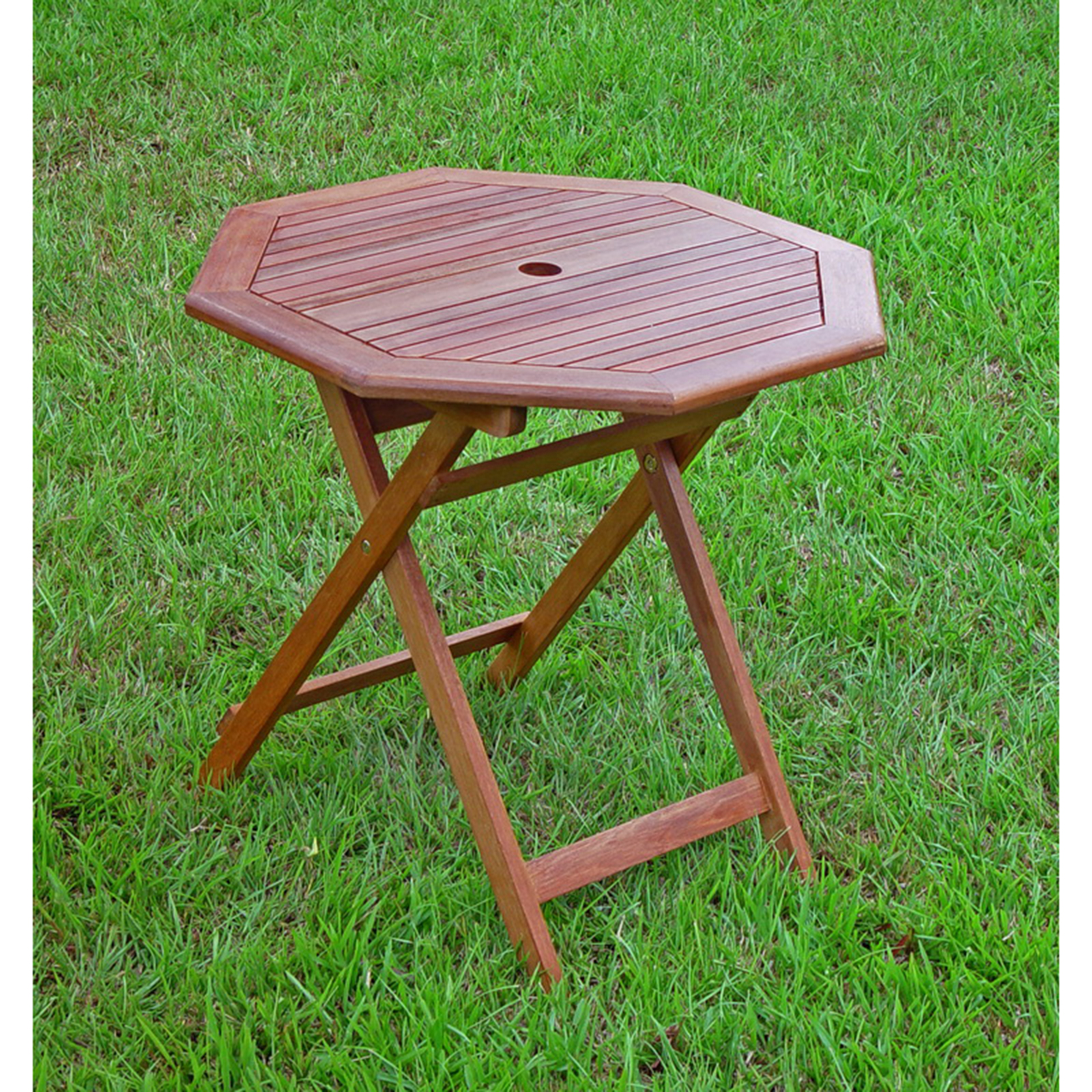 International Caravan Highland 30" Folding Wooden Patio Table Stain