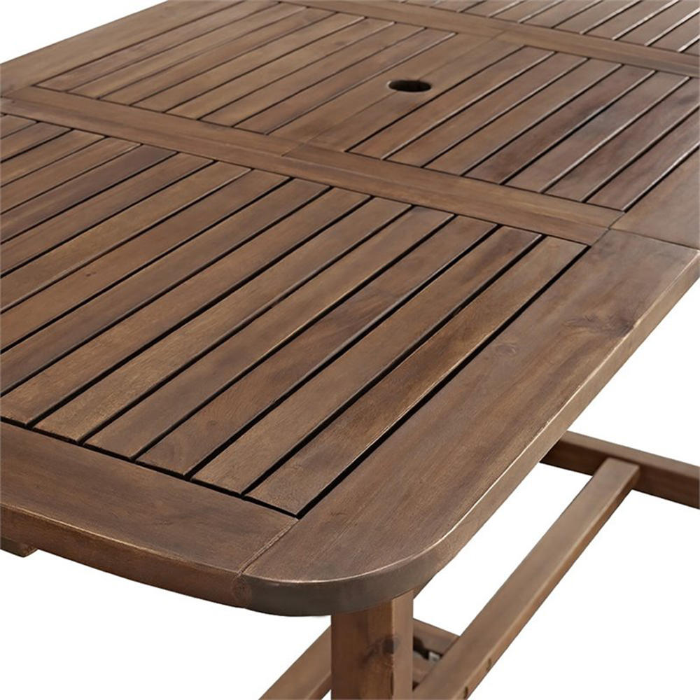 Walker Edison Rustic Rectangular Wooden Patio Dining Table with Butterfly Leaf - Dark Brown