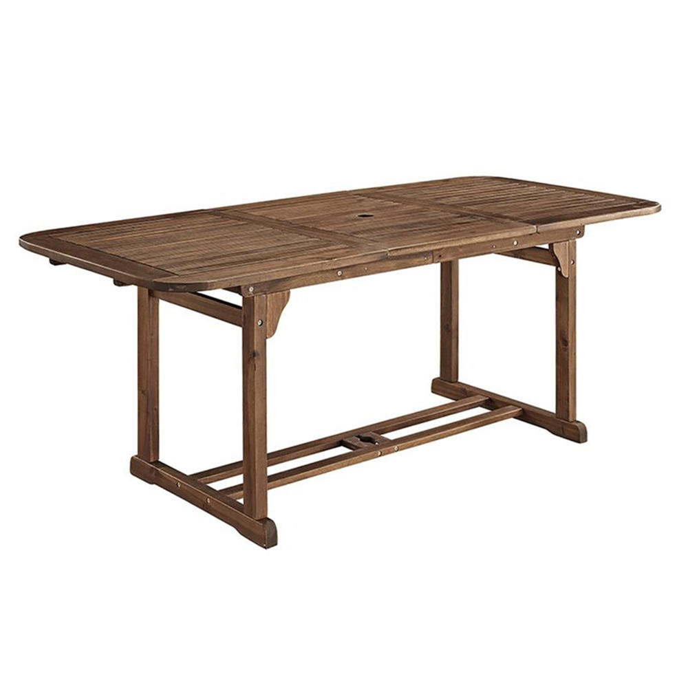 Walker Edison Rustic Rectangular Wooden Patio Dining Table with Butterfly Leaf - Dark Brown