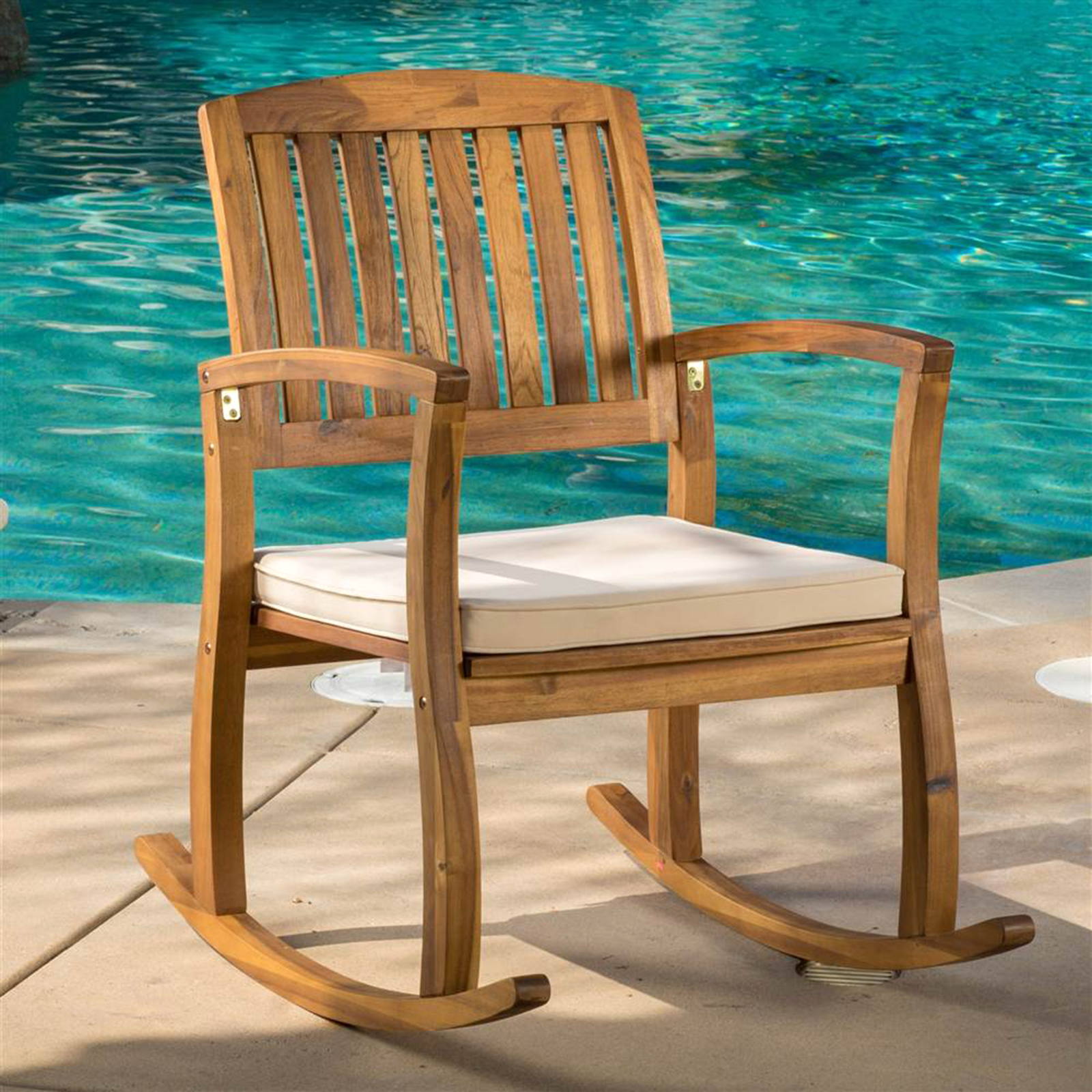 Sadie Outdoor Acacia Wood Rocking Chair With Cushion  - Outdoor Rocking Chairs Are A Nice Piece Of Furniture To Consider Buying For Your Home.