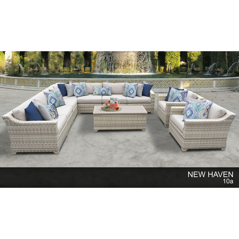 TK Classics New Haven 10pc. Outdoor Wicker Patio Furniture Set