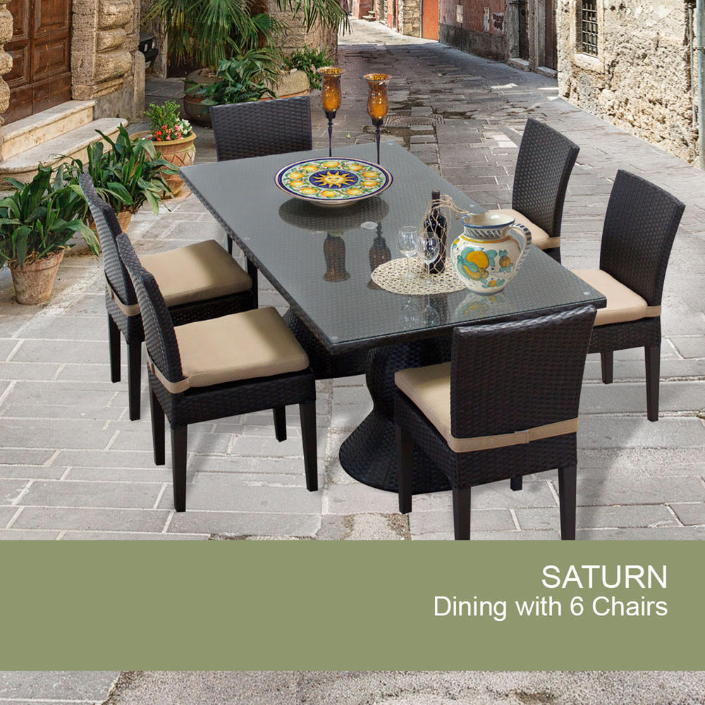 TK Classics Saturn 7pc. Wicker Patio Dining Set - Espresso