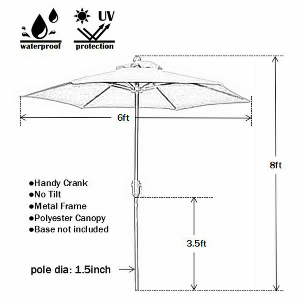 Pier Surplus Outdoor Table Umbrella with 6 Sturdy Ribs and 6' Crank - Taupe