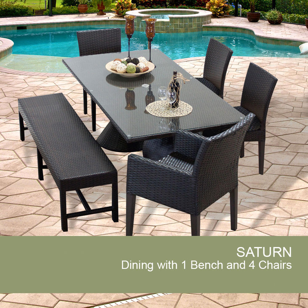 TK Classics Saturn 6pc. Outdoor Patio Dining Table Set - Brown