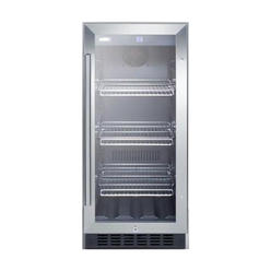 Summit Appliance Summit SCR1536BG 15"" Commercially Approved Beverage Center with 3 Adjustable Chrome Shelves  2.45 cu. ft. Capacity  Lock  Automatic De