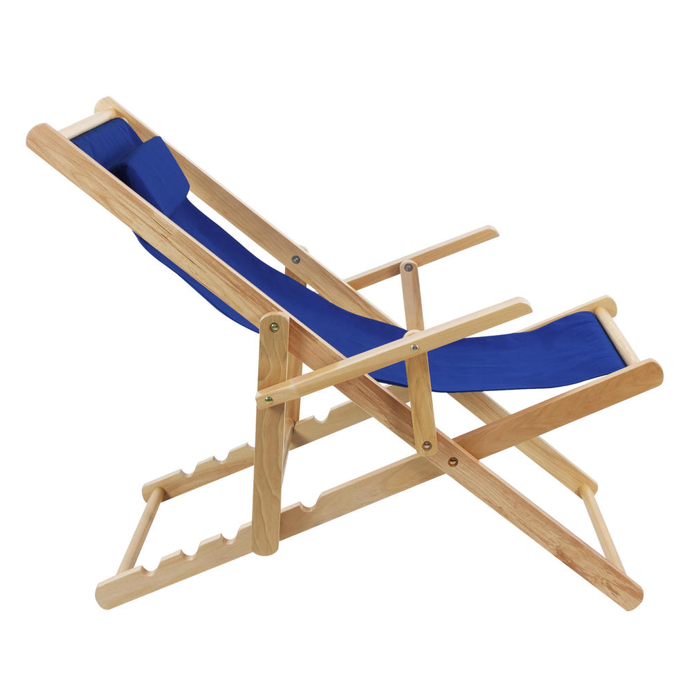 Casual Home Natural Frame Sling Chair with Arms - Royal Blue