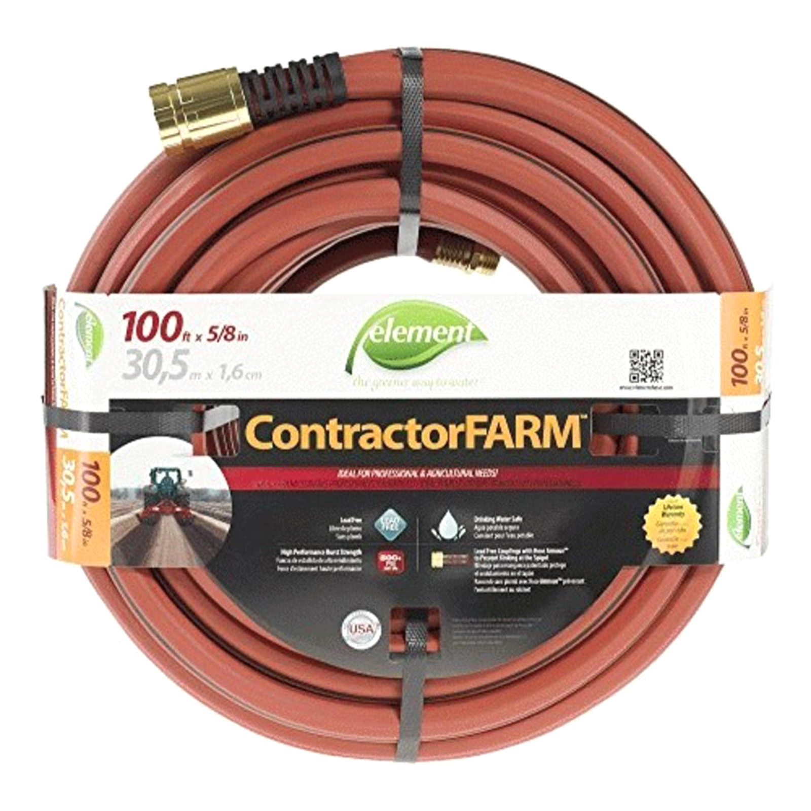 Element SID790RLKG Contractor 100' Farm Hose with 5/8"Dia