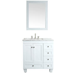 Eviva Acclaim C 30 Inch Transitional White Bathroom Vanity with white carrera marble Countertop