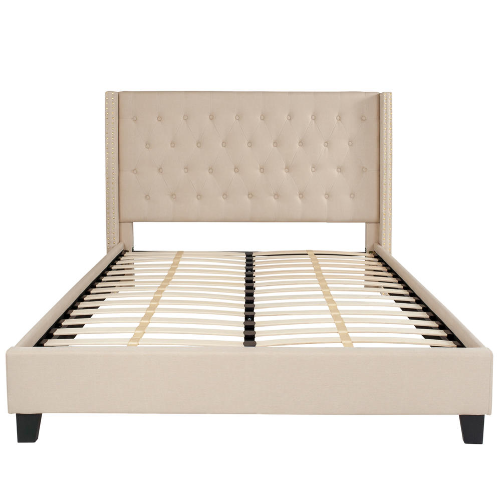 Flash Furniture HG-35-GG Riverdale Upholstered Queen Sized Platform Bed, Beige