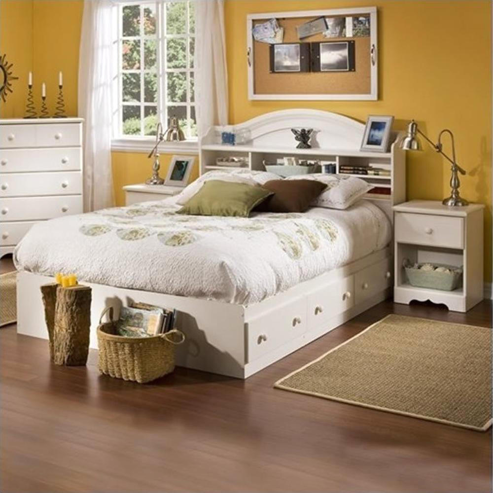 South Shore Summer Breeze 3210211-3PKG Kids 3pc. Bedroom Set with Wood Bookcase - White