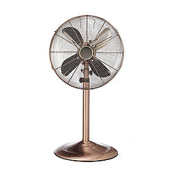 Deco Breeze DecoBREEZE Pedestal Fan Adjustable Height 3 Speed Oscillating Fan 16 In Brushed Copper