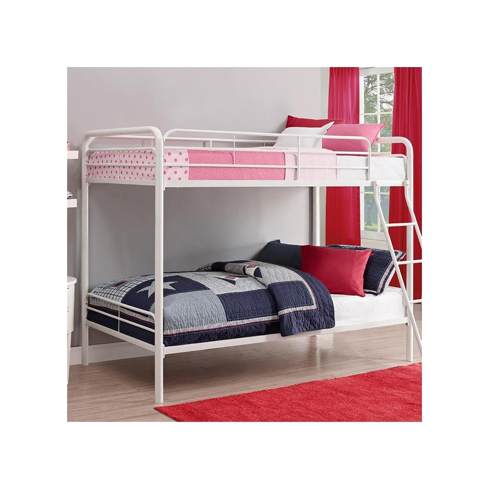 Dorel Twin over Twin Metal Bunk Bed with Ladder - White