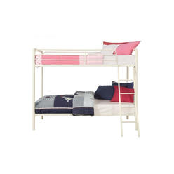 Dorel DHP Twin-Over-Twin Bunk Bed with Metal Frame and Ladder, Space-Saving Design, White