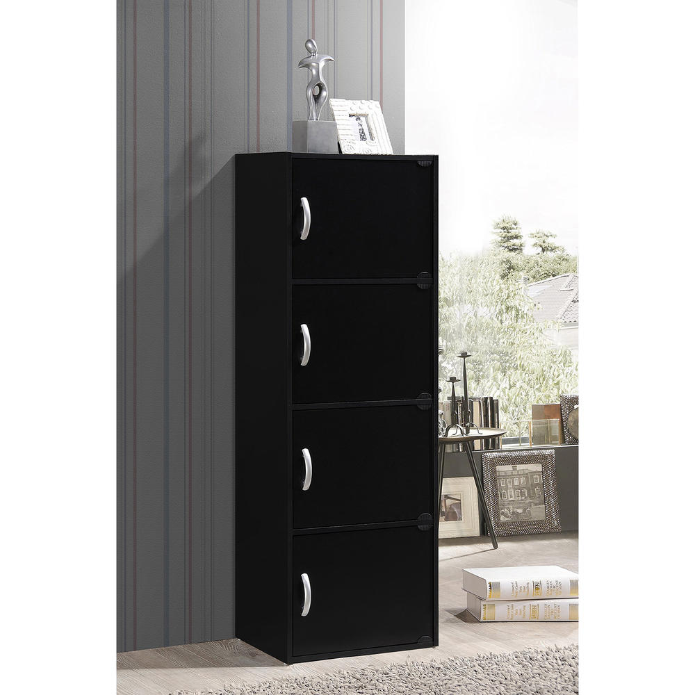 Hodedah Import 47.4" 4 Shelves Enclosed Storage Cabinet- Black