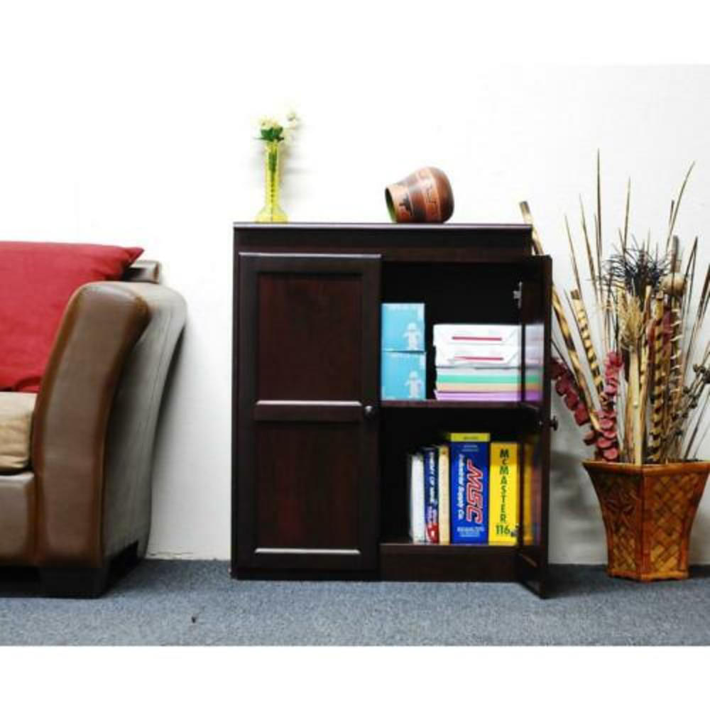 Concepts In Wood Multi-use Wooden Storage Cabinet w/ 2 Shelves - Cherry Finish