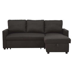 Acme Furniture Acme Hiltons Sectional Sofa With Sleeper In Charcoal Linen Fabric