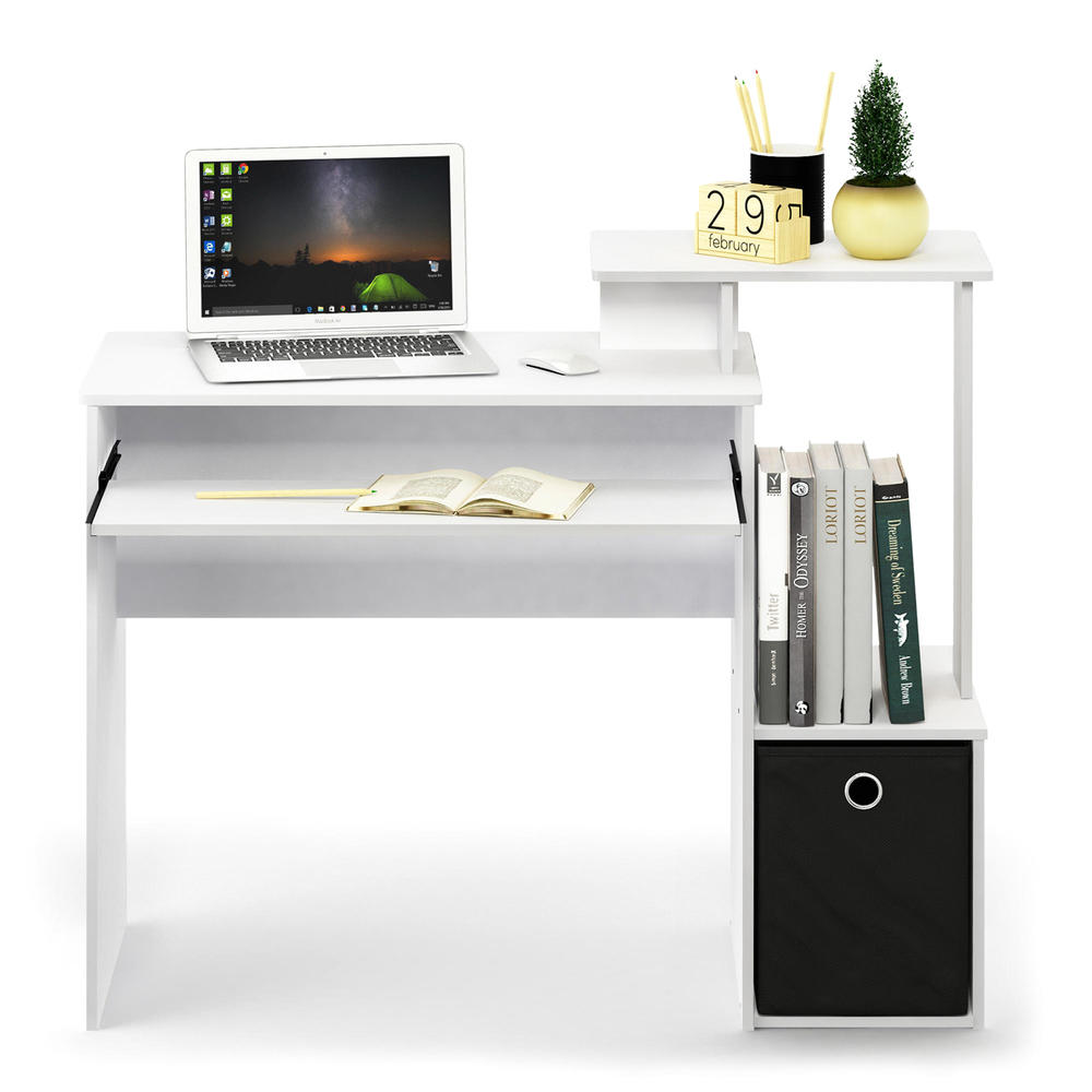 FURINNO Econ Multipurpose Computer Writing Desk - White and Black