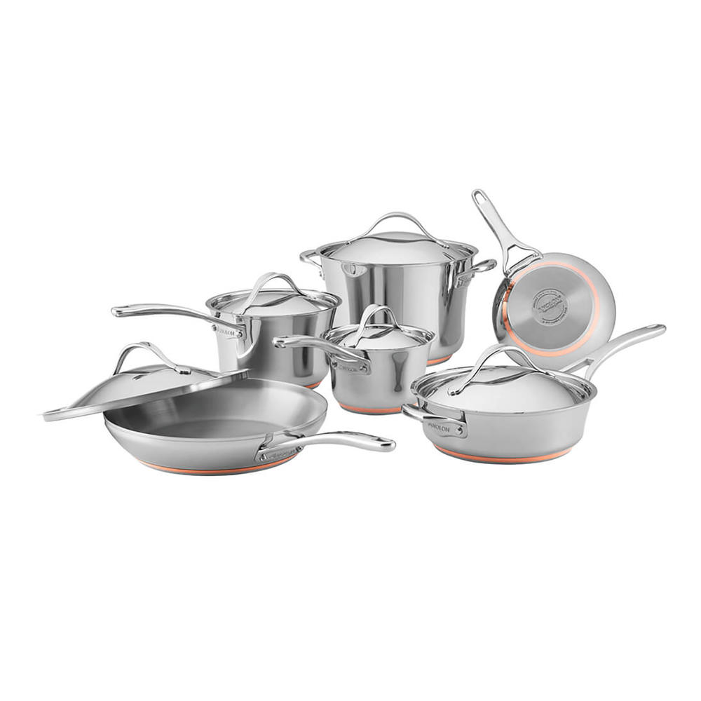 Anolon Nouvelle 11pc. Copper Stainless Steel Cookware Set - Silver