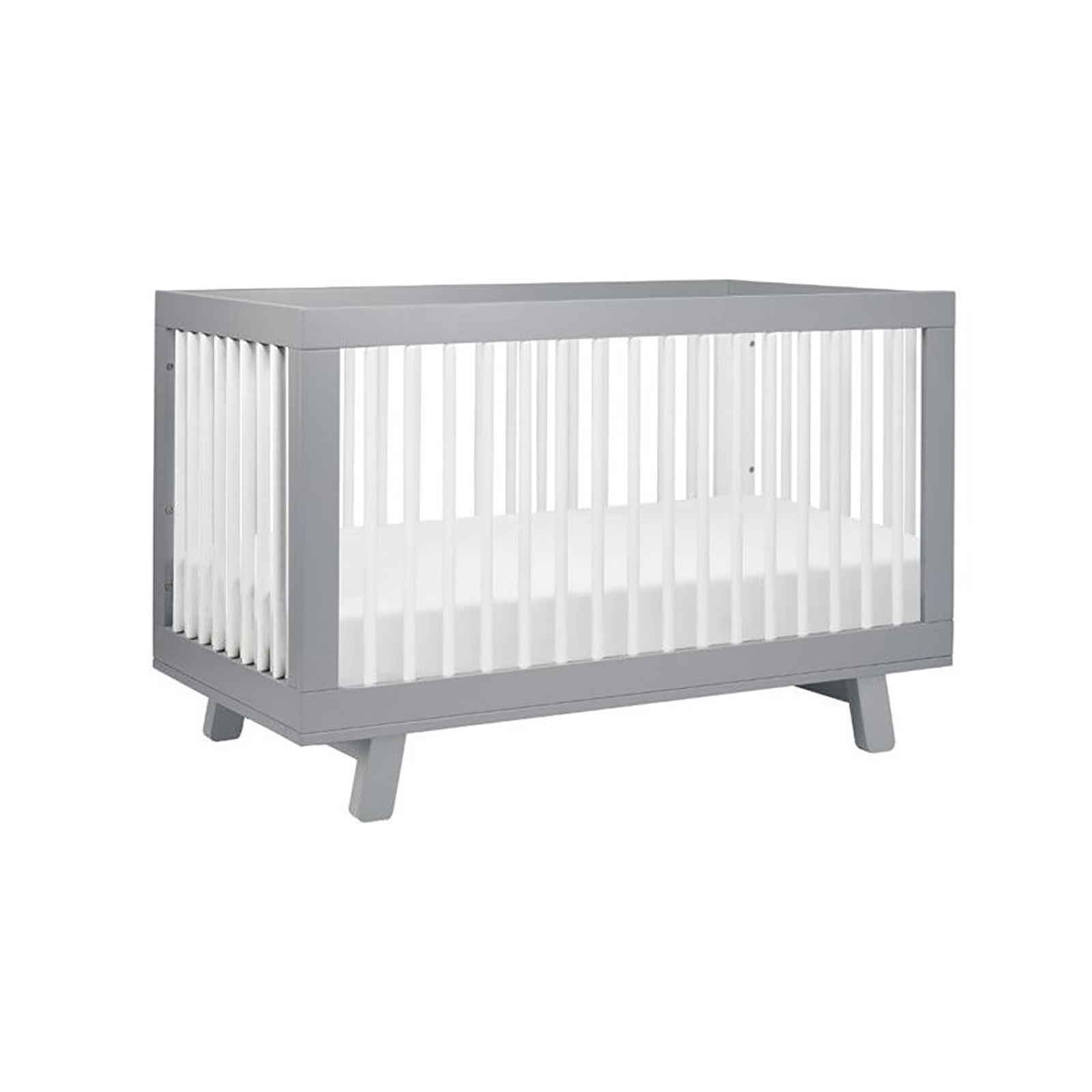 BabyLetto Hudson 3-in-1 Convertible Crib w/ Toddler Bed Conversion Kit - Gray/White
