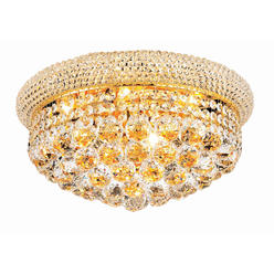 Elegant Lighting 1800 Primo Collection Flush Mount D16in H8in Lt:8 Gold Finish (Royal Cut Crystals)