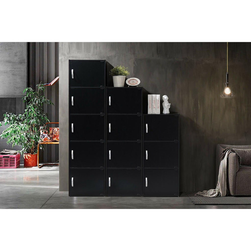 Hodedah Import 5 Door Enclosed Storage Cabinet - Black