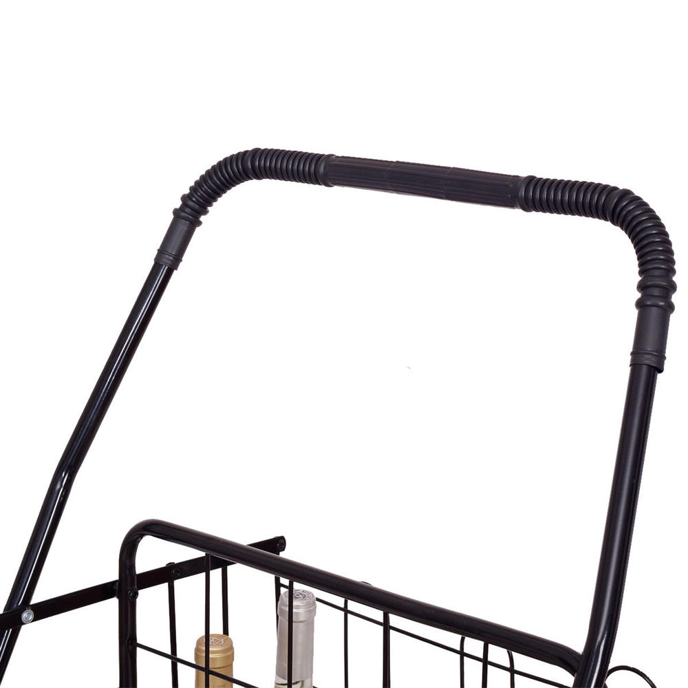 Costway Folding Shopping Cart Jumbo Basket with Swivel Wheels
