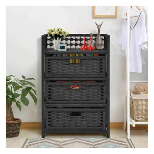 Goplus 3 Drawer Wicker Baskets Storage Unit Sears Marketplace