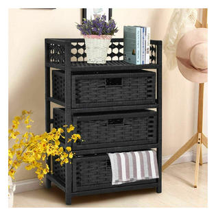 Goplus 3 Drawer Wicker Baskets Storage Unit Sears Marketplace