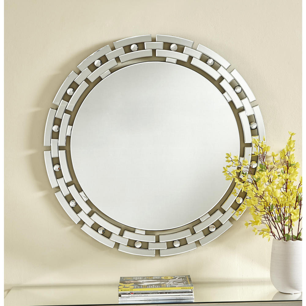 Elegant Decor MR9144 Sparkle 36" Contemporary Round Mirror - Clear