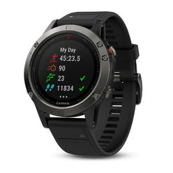 Garmin fenix 5, Premium and Rugged Multisport GPS Smartwatch, Slate Gray/Black Band, 47 MM