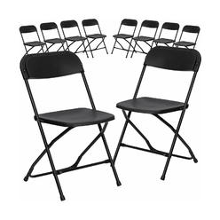 Flash Furniture Hercules Series Plastic Folding Chair - Black - 10 Pack 650LB Weight Capacity Comfortable Event Chair-Lightweigh