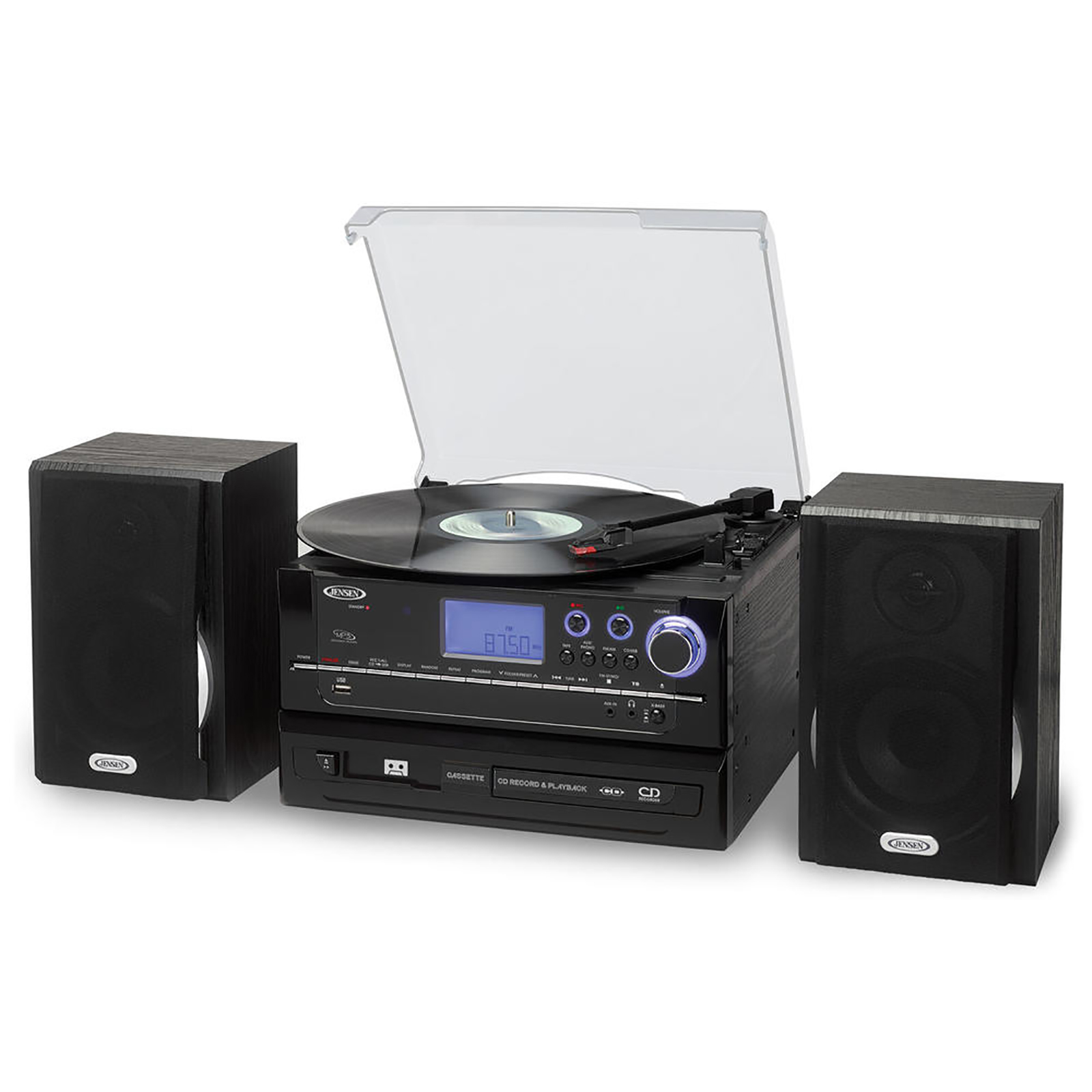 bookshelf stereo with turntable