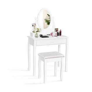 Costway Vanity Makeup Dressing Table And Stool Set Sears Marketplace