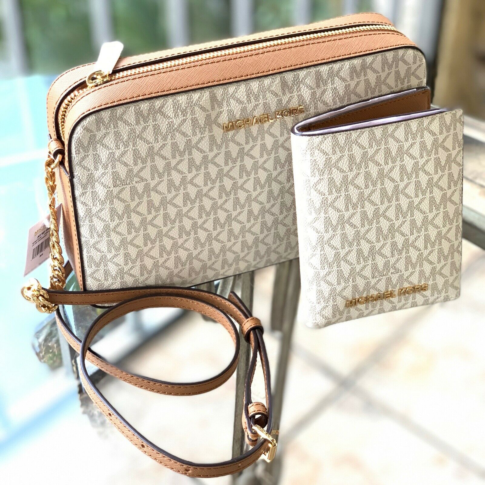Michael kors jet set large crossbody purse - vanilla clearance
