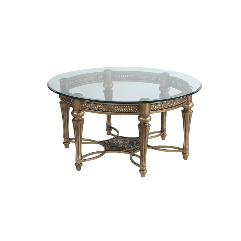 Magnussen 37500 Galloway Round Glass-top Cocktail Table - Pewter
