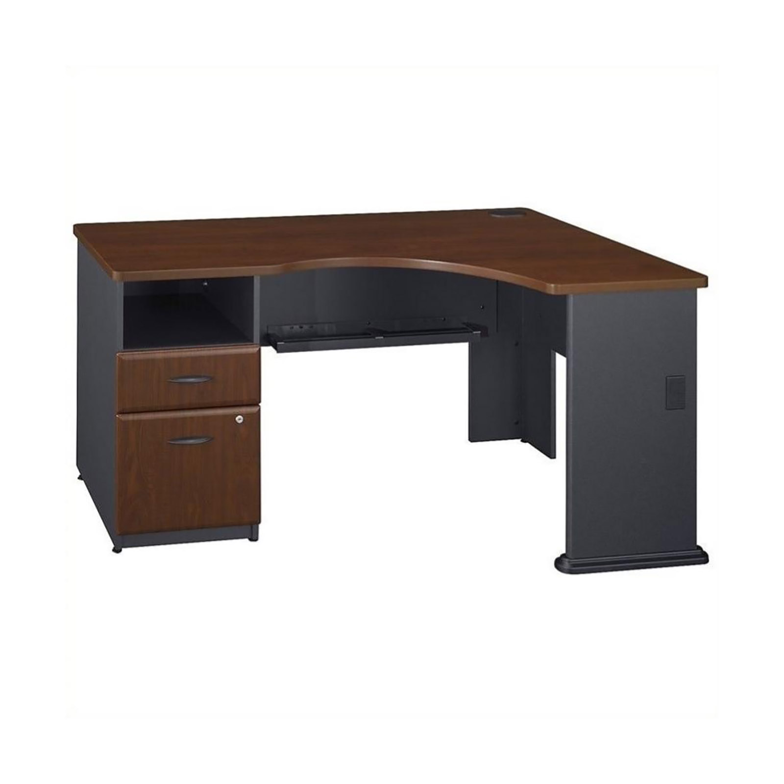 BBF WC94428PA Series A Corner Desk with 2 Drawer Pedestal - Hansen Cherry