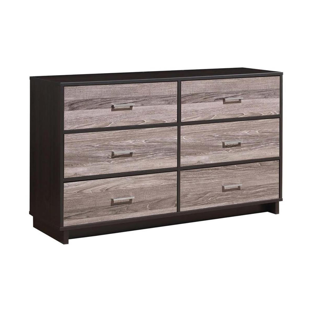 Ameriwood Home Colebrook 6 Drawer Double Dresser - Espresso and Weathered Oak