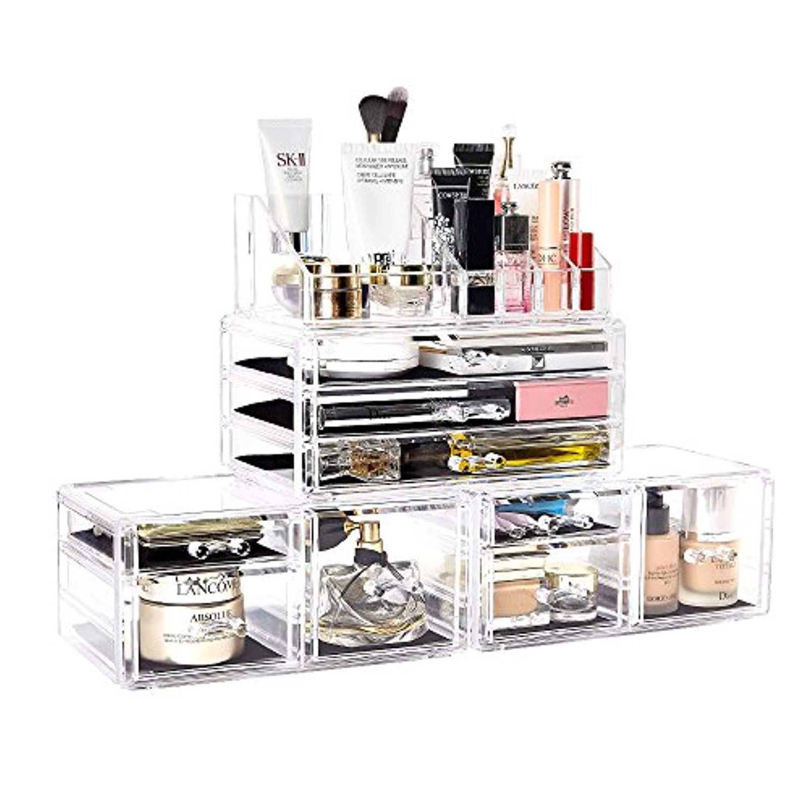 DreamGenius Makeup Organizer 4pc. Acrylic Jewelry and Cosmetic Storage Boxes