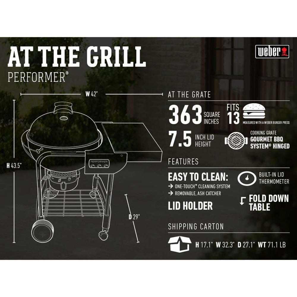 Weber-Stephen Products LLC 15301001 22" Performer Charcoal Grill - Black