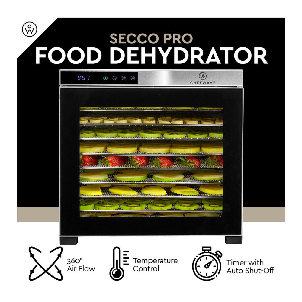 ChefWave CW-FD10  Secco Pro Food Dehydrator with 10 Drying Racks - Stainless Steel